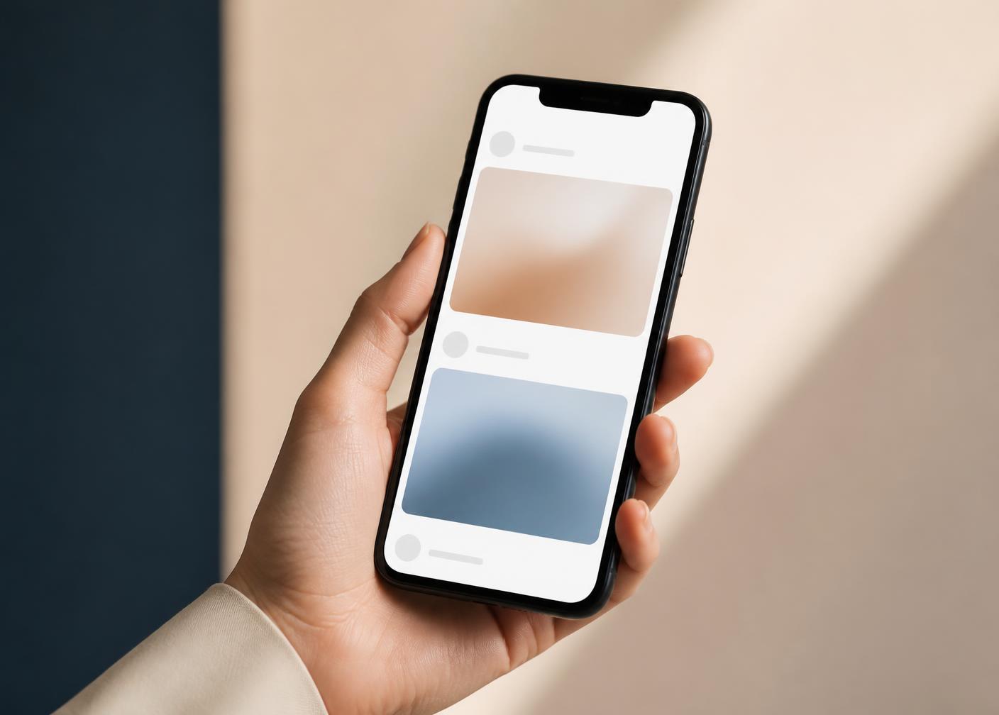 Smartphone showing a social media feed with a paid advertisement placement